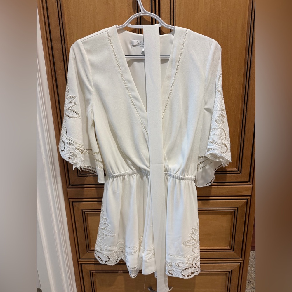 Lovers + Friends White Lace Detail Robe